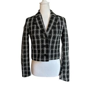 Nine West Black / Silver Short Blazer Jacket Button Up Size XS NWT